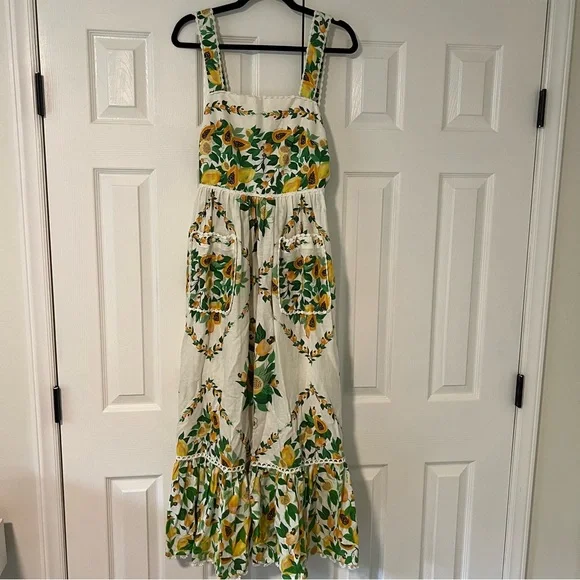 NWT Farm Rio Linen Papaya Salad Scarf Print Maxi Dress, Size XS - Picture 5 of 10